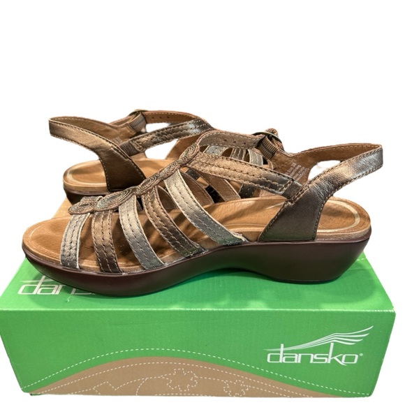Dansko Drea Multi Metallic Wedge Leather Sandals Size 38 - Picture 3 of 15
